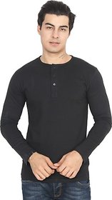 Xee Solid Men's Henley Black T-Shirt