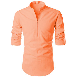                       UniVibe Orange Color Cotton Designer Shirt For Men                                              
