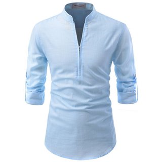                       UniVibe Blue Color Cotton Designer Shirt For Men                                              