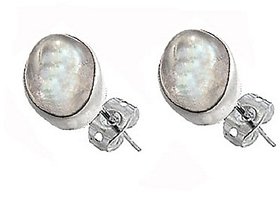 CEYLONMINE- Natural Moonstone stud Silver Earring For Women & Girls