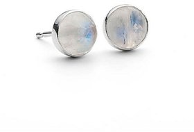 CEYLONMINE- Original & Certified Moonstone Stud Silver Earrings For Women & Girls