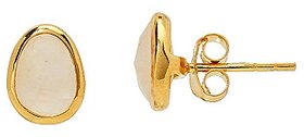 CEYLONMINE-Moonstone Stud Earrings Natural Gemstone Stud Gold plated Earrings