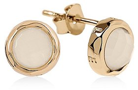 CEYLONMINE- Semi-Precious Moonstone Gold Plated Stud Beautiful Earring For Women & Girls