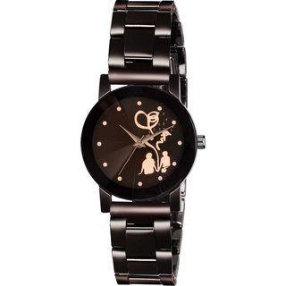 VISER Black Dial Stainless Steel Chrome Plated Analog Watch - For Women Analog Watch - For Women