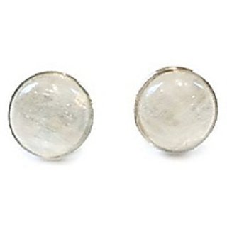                       CEYLONMINE- Natural & Beautiful Stud Silver White Moonstone Stud Earrings For Women & Men                                              