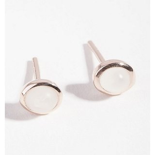                       CEYLONMINE-Moonstone Stud Earrings Natural Gemstone Stud Sterling Silver Earrings                                              