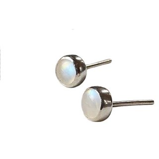                       CEYLONMINE- Semi-Precious Moonstone silver Stud Beautiful Earring For Women & Girls                                              