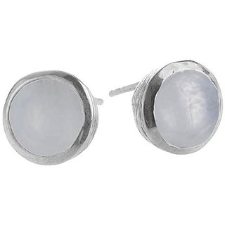                       CEYLONMINE- Natural & Beautiful Stud Silver White Moonstone Stud Earrings For Women & Men                                              