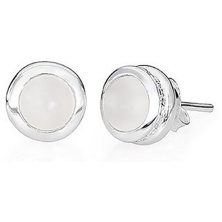 CEYLONMINE- Semi-Precious Moonstone silver Stud Beautiful Earring For Women & Girls CEYLONMINE- Semi-Precious Moonstone silver Stud Beautiful Earring For Women & Girls
