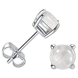                       CEYLONMINE-moonstone stud Earrings Original & Effective Sterling Silver  Earrings For Women & Girls                                              