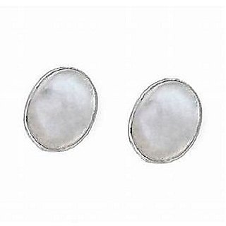                       CEYLONMINE- Natural  Beautiful Stud Silver White Moonstone Stud Earrings For Women  Men                                              