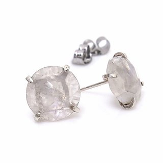CEYLONMINE- Natural Moonstone stud Silver Earring For Women & Girls CEYLONMINE- Natural Moonstone stud Silver Earring For Women & Girls