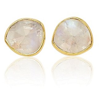 CEYLONMINE- Natural & Beautiful Stud Gold Plated White Moonstone Stud Earrings For Women & Men CEYLONMINE- Natural & Beautiful Stud Gold Plated White Moonstone Stud Earrings For Women & Men