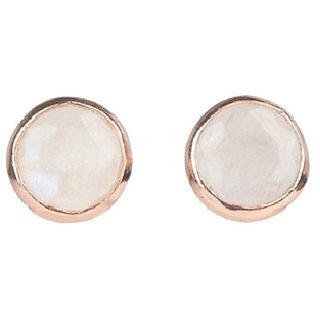                       CEYLONMINE- Original & Certified Moonstone Stud Gold Plated Earrings For Women & Girls                                              