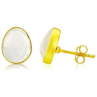CEYLONMINE- Semi-Precious Moonstone Gold Plated Stud Beautiful Earring For Women & Girls CEYLONMINE- Semi-Precious Moonstone Gold Plated Stud Beautiful Earring For Women & Girls