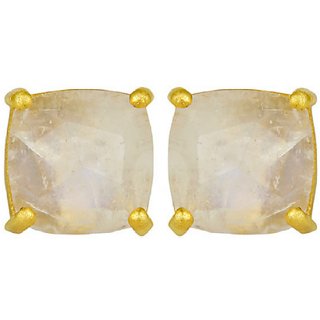 CEYLONMINE- Original & Certified Moonstone Stud Gold Plated Earrings For Women & Girls CEYLONMINE- Original & Certified Moonstone Stud Gold Plated Earrings For Women & Girls