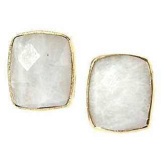 CEYLONMINE- Natural Beautiful Stud Gold Plated White Moonstone Stud Earrings For Women Men CEYLONMINE- Natural Beautiful Stud Gold Plated White Moonstone Stud Earrings For Women Men