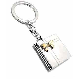 Book-Shape Double Photo Frame Metal Keychain -Friendship Day, Valentine Day  Birthday Gift (Colour Silver) Key Chain