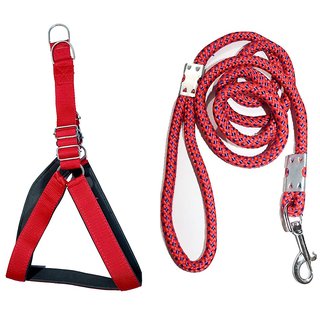                       Tame Love Padded Harness and Leash Chest Belt for Medium Dogs of All Breeds (Red Color - 1 inches)                                              