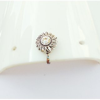 Silver Oxidized Clip On Fake Nose Pin Bollywood Fashion Women And Girls Jewelry