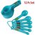 sunshine Plastic Measuring Cups and Spoon Set with Ring Holder, 12 Piece Set, Blue