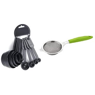 Sudani High Quality Plastic Measuring Spoon Or Cup And Tea Or Coffee Stainer Combo (Meassuring Cup  Tea Stainer)