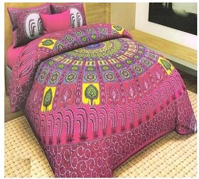 Multicolor Abstract Cotton Double Bedsheets - 1 Double Bedsheet 2 Pillow Cover