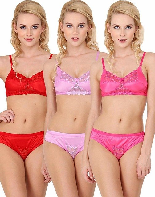 Stylish Bra and Panty Set for Women Girls Combo Pack of 3