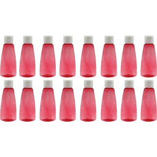 Harshpet Empty Refillable 100ml Fliptop Flat Bottle Red Set of 16