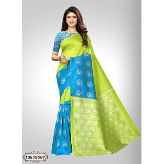 SVB Multicolor Printed Mysore Silk With Blouse Saree SVB Multicolor Printed Mysore Silk With Blouse Saree