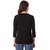 Popster Black Solid Cotton Round Neck Slim Fit 3/4 Sleeve Womens T-Shirt