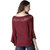 Popster Maroon Solid Rayon  Regular Fit 3/4 Sleeve Womens Top