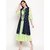 Alposh Sea Green Solid Woven With Navy Blue Shrugwith A-Line Dress And Flared Hem