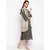 Alposh Women Grey  Off-White Striped Fit And Flare Dress With Overcoat