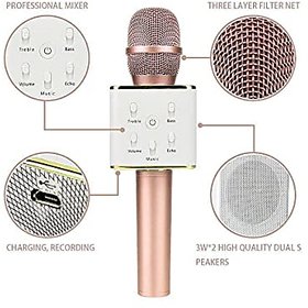 TSV Q7 Handheld Wireless Singing Mike Handheld Multi-function Bluetooth Karaoke Mic with Microphone Speaker