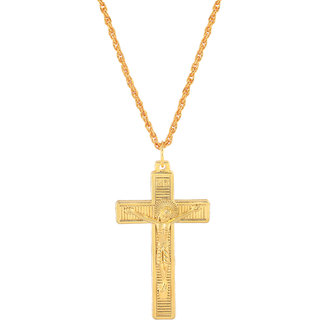                       MissMister Brass Goldplated Crucifix Cross Pendant Jesus Christian Jewellery                                              