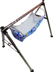 VYANA SALES blue fully foldable round stainless steel cradle with cot-(khoyu,joli)  (BLACK)