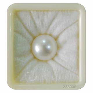                       Bhairaw Gems 8.45 Carat - 9.25 Ratti Pearl Gemstone Original Certified Natural White Color Moti Stone                                              
