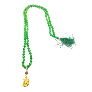 Raviour Lifestyle Lord Shiv Mahakal Shankar Mahadev shiv shakti Rudraksha Pendant With Green Hakik Agate 108 beads Mala