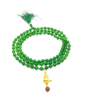 Raviour Lifestyle Lord Shiva Mahakal Shivling Rudraksha Pendant With Green Hakik Agate 108 beads Mala