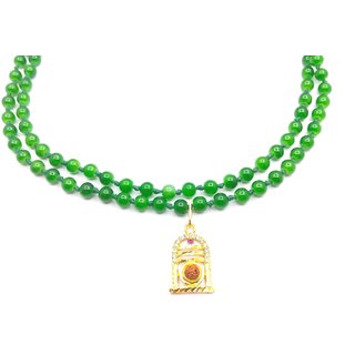 Raviour Lifestyle Lord Mahadev shivling with Rudraksha Pendant Temple Pendant With Green Hakik Agate 108 beads Mala