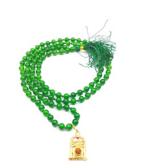 Raviour Lifestyle Lord Mahadev shivling with Rudraksha Pendant Temple Pendant With Green Hakik Agate 108 beads Mala