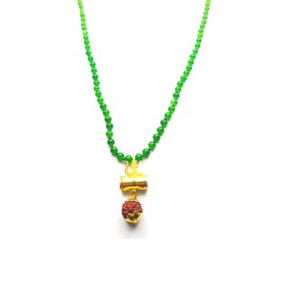 Raviour Lifestyle Lord Shiv Shakti 5 Mukhi Shiv Trishul Damru With Green Hakik Agate 108 beads Mala