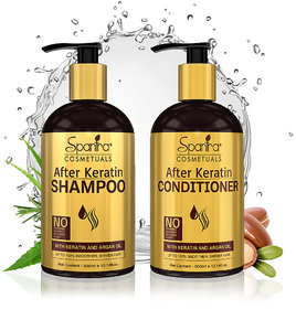 Spantra After Keratin Shampoo300ml, and Conditioner,300ML, Combo, Intense Hair Repair, Frizz Control, Damaged Hair.