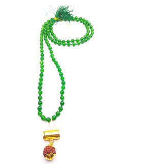Raviour Lifestyle Lord Shiv Shakti 5 Mukhi Shiv Trishul Damru With Green Hakik Agate 108 beads Mala