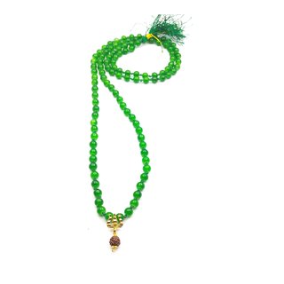 Raviour Lifestyle Mahakal Bholenath Trishul Pendant With Green Hakik Agate 108 beads Mala