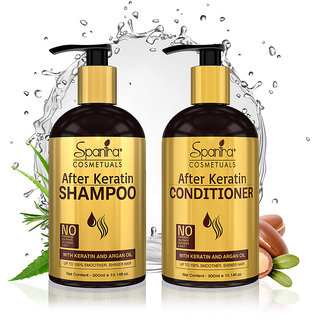 Spantra After Keratin Shampoo300ml, and Conditioner,300ML, Combo, Intense Hair Repair, Frizz Control, Damaged Hair.