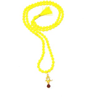 Raviour Lifestyle Lord Shiva Mahakal Shivling Rudraksha Pendant With Yellow Hakik Agate 108 beads Mala