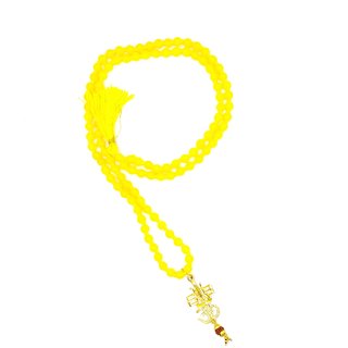 Raviour Lifestyle Shiv Mahadev Mahakal Om Trishul Rudraksha Pendant With Yellow Hakik Agate 108 beads Mala