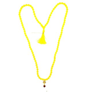 Raviour Lifestyle Mahakal Bholenath Trishul Pendant With Yellow Hakik Agate 108 beads Mala